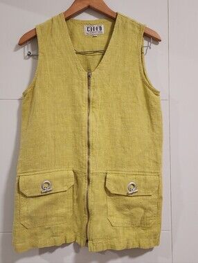Cielo By Daniel Vintage 100% Linen Vest Tunic